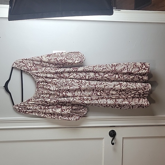 Lost + Wander Palm Oasis Puff Sleeve Midi Dress-Size Large - Picture 6 of 17